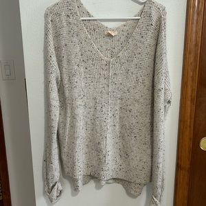 For Thee Oatmeal waffle knit sweater, size L